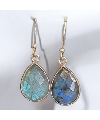 Boucles Labradorite Ovales Facettées Argent 925 (s)