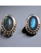 Boucles Labradorite Ovales Argent 925 (s)