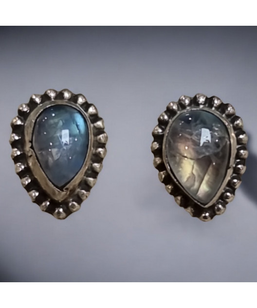 Boucles Labradorite Petites Gouttes Argent 925 (s)