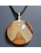 Pendentif Jaspe du Botswana Rond sur cordon (s)