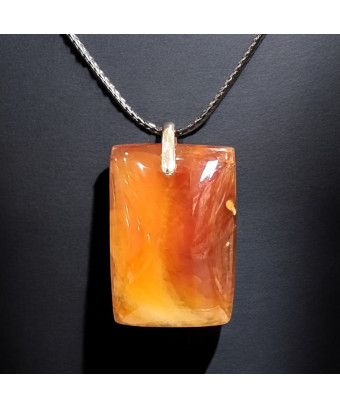 Pendentif Cornaline Rectangle sur Cordon (s)