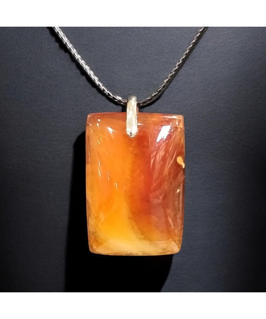 Pendentif Cornaline Rectangle sur Cordon (s)