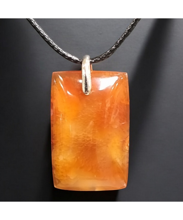 Pendentif Cornaline Rectangle sur Cordon (s)