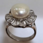 Bague Perle d'au douce & Zirconium Fleur Métal rhodié (s)
