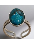 Bague Chrysocolle Réglable 52+ Argent 925 (s)