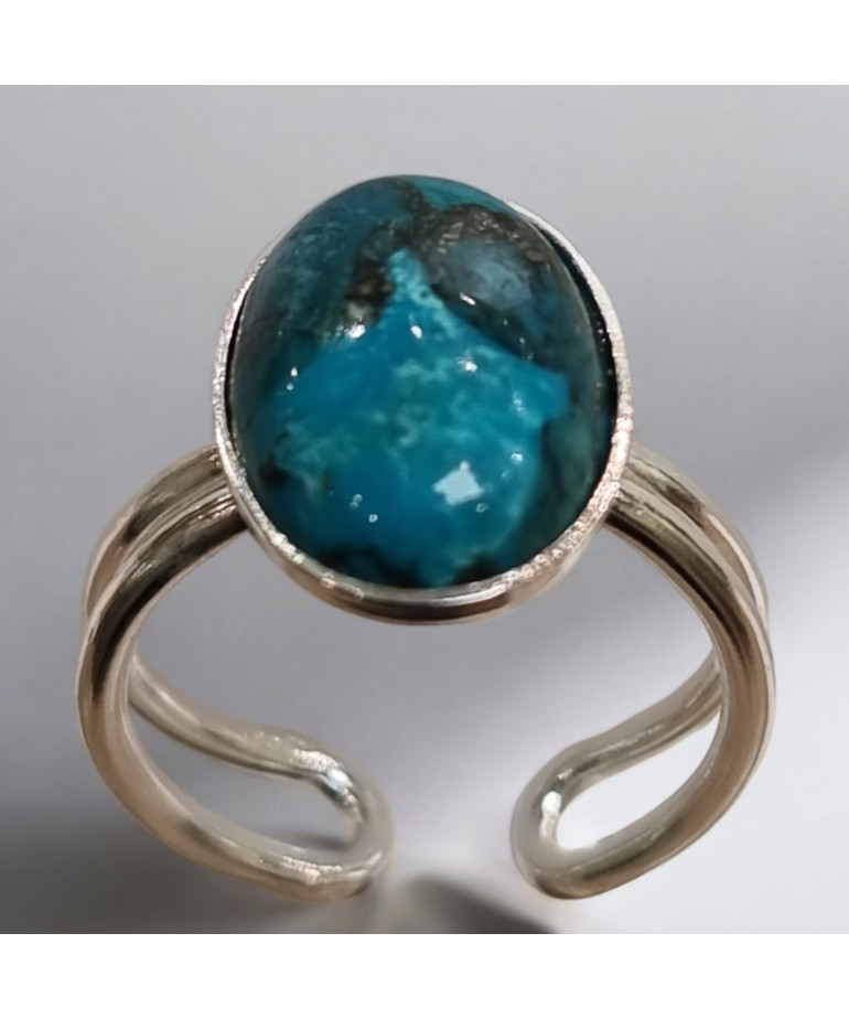 Bague Chrysocolle Réglable 52+ Argent 925 (s)