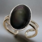 Bague Obsidienne Œil céleste Réglable 52+ Argent 925 (s)