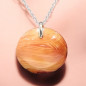 Pendentif Agate de feu Rond sur Chaîne acier (s)