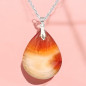 Pendentif Agate de feu Goutte sur Chaîne acier (s)