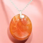 Pendentif Agate de feu Ovale sur Chaîne acier (s)