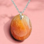 Pendentif Agate de feu Ovale sur Chaîne acier (s)