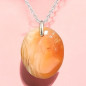 Pendentif Agate de feu Ovale sur Chaîne acier (s)
