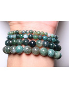 Bracelet Agate mousse Pierres Rondes