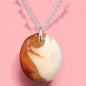 Pendentif Agate de feu Ovale sur Chaîne acier (s)