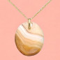 Pendentif Agate de feu Ovale sur Chaîne acier Dorée (s)