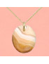 Pendentif Agate de feu Ovale sur Chaîne acier Dorée (s)