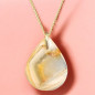 Pendentif Agate de feu Goutte sur Chaîne acier Dorée (s)