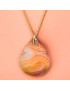 Pendentif Agate de feu Goutte sur Chaîne acier Dorée (s)