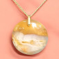 Pendentif Agate de feu Rond sur Chaîne acier Dorée (s)