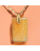 Pendentif Agate de feu Rectangle sur Chaîne acier Dorée (s)