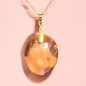 Pendentif Agate de feu Ovale sur Chaîne acier Dorée (s)