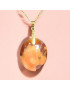 Pendentif Agate de feu Ovale sur Chaîne acier Dorée (s)