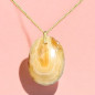 Pendentif Agate de feu Ovale sur Chaîne acier Dorée (s)