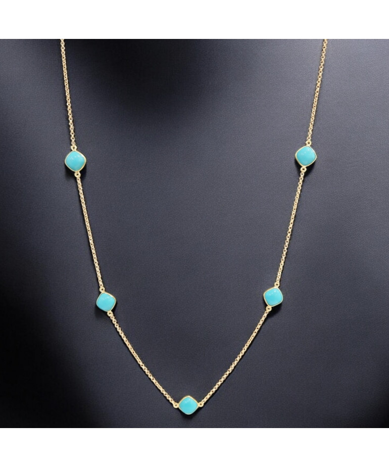 Collier Turquoise Argent 925 Plaqué or (Vermeil) (s)