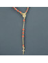 Collier Corail de l'Adriatique avec médaille "Vierge Marie" et Croix Argent 925 Plaqué or (Vermeil) (s)