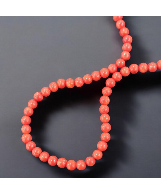 Collier Corail de l'Adriatique Pierres rondes 4mm avec fermoir Argent 925 (s)