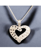 Pendentif Saphir et Zirconium Cœur avec chaîne Argent 925 (s)