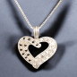Pendentif Saphir et Zirconium Cœur avec chaîne Argent 925 (s)