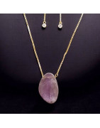 Pendentif Améthyste sur chaîne réglable plaqué or (s)