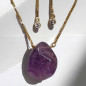 Pendentif Améthyste sur chaîne réglable plaqué or (s)