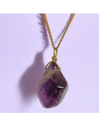 Pendentif Améthyste sur chaîne plaqué or (s)