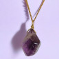 Pendentif Améthyste sur chaîne plaqué or (s)