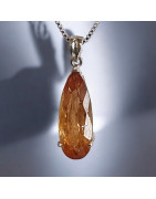 Pendentif Topaze Impériale sur chaîne Argent 925 (s)