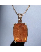 Pendentif Topaze Impériale sur chaîne Argent 925 (s)