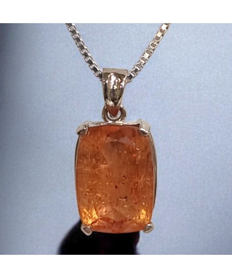 Pendentif Topaze Impériale sur chaîne Argent 925 (s)