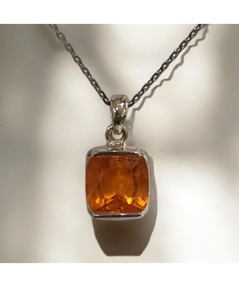 Pendentif Opale de feu avec chaîne Argent 925 (s)