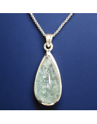Pendentif Aigue marine sur chaîne Argent 925 (s)
