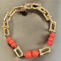 Bracelet Corail de l'Adriatique maillons Argent 925 Plaqué or (Vermeil) (s)