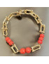 Bracelet Corail de l'Adriatique maillons Argent 925 Plaqué or (Vermeil) (s)