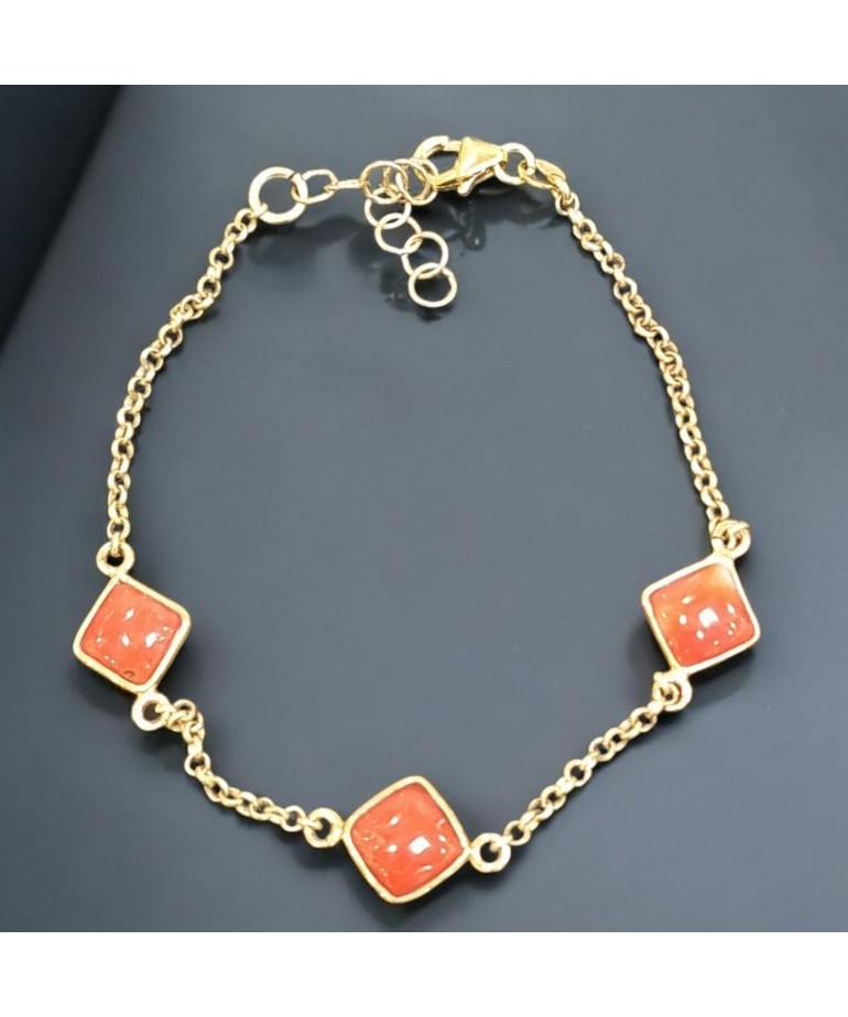 Bracelet Corail de l'Adriatique Argent 925 Plaqué or (Vermeil) (s)