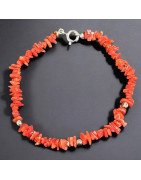 Bracelet Corail Baroque avec fermoir Argent 925 (s)