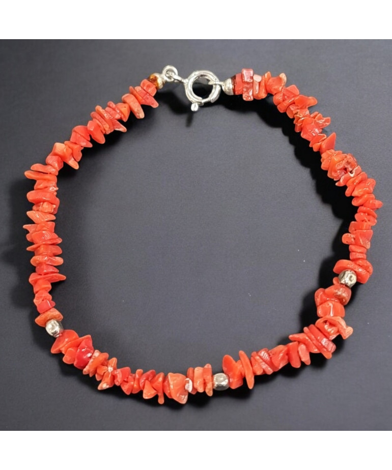 Bracelet Corail Baroque avec fermoir Argent 925 (s)