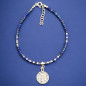 Bracelet Lapis-lazuli avec Fleur de vie Argent 925 (s)