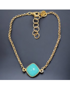 Bracelet Turquoise Argent 925 Plaqué or (s)