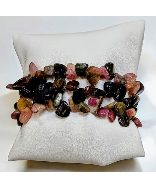 Bracelet Tourmaline Multicolore (Melon d'eau) Baroque