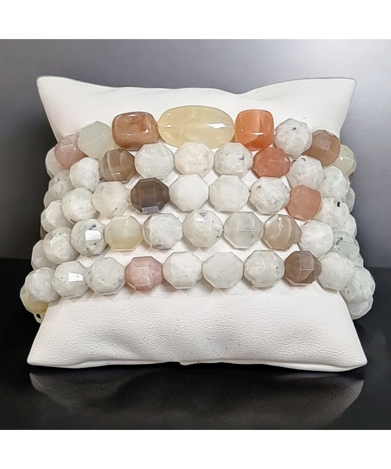 Bracelet Pierre de lune A++ Multicolore facettée (s)